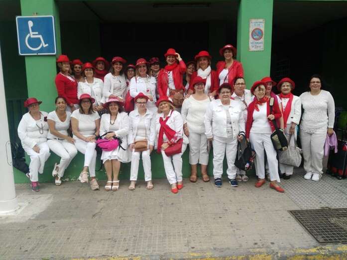 El grupo de mujeres del colectivo, este jueves a primera hora de la mañana en la puerta de la antigua Gerencia de Jinámar (Foto TA)
